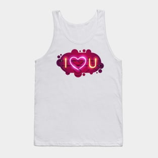 I Love You with Pink Heart Neon Sign Tank Top